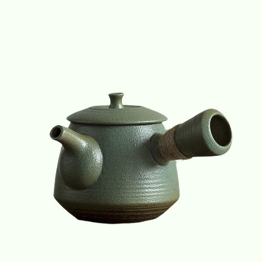 Keramik hijau Kyusu Teapots Kotes Vintage Chinese Kung Fu Tea Pot Drinkware