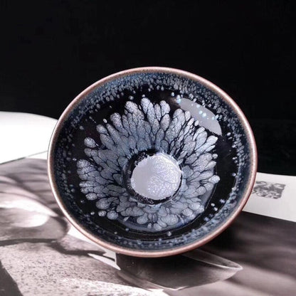 Jianzhan Chinese Vintage Tea Cup Jian Ware Handless Tea Cups Oil Glaze Tenmoku Pottery Helsemessige fordeler Mer bruk vakrere