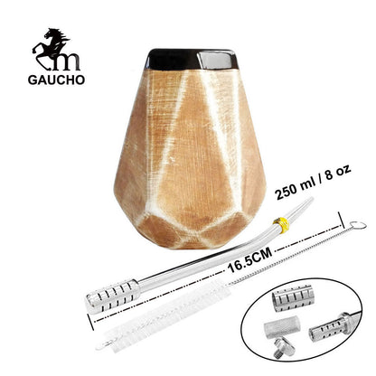 1 PC/Lot Gaucho Yerba Mate Gourds Ceramic Calabash Cups 250 ml med filterstråbombilla og rengjøringsbørste