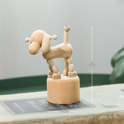 Kartun Kayu Seni Pekerjaan Bergerak Boneka Desktop Figurine Ornaments Badut Kuda Jerapah Jerapur Patung Kerajinan Hadiah Mainan Hadiah Rumah Dekorasi