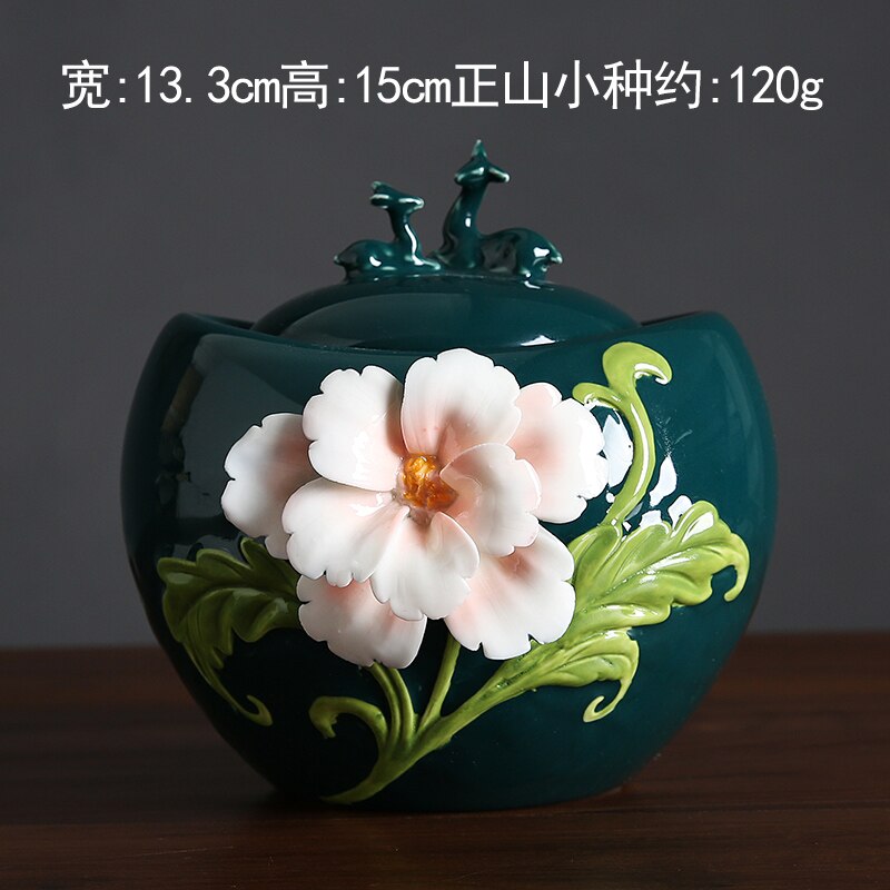 Keramický čaj Caddy Deer Cover Gourd ve tvaru čajové plechovky dekorativní nádoba utěsněná nádoba Domácí skladovací nádrž čaj bonbóny Candy Jars čajový kontejner