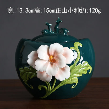 Capa de cervo de chá cerâmica capa de gourd em forma de chá jarra decorativa jarra sela a caixa de chá de armazenamento de armazenamento caseiro