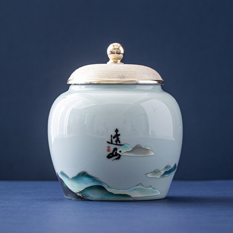 Criatividade cerâmica chá caddy grandes doces tanque de armazenamento de frutas secas portátil selado jarra de chá viagem caixas de chá vasilha de café