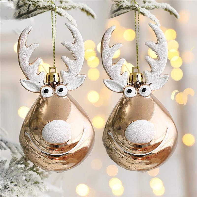 2st Elk Christmas Balls Ornament Xmas Tree Hanging Bauble Pendant Juldekorationer för hem Nyårsfest Navidad 2022