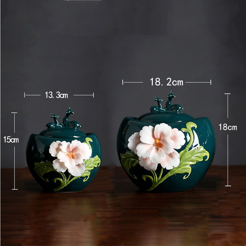 Keramik teh caddy rusa penutup lompatan teh teh timah dekoratif segel dengan stoples penyimpanan rumah tangki tangki teh kotak permen wadah teh wadah