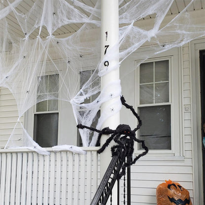 Hvid elastik spindelvev kunstig edderkop web halloween dekoration skræmmende fest scene rekvisitter horror hus boligindretning tilbehør