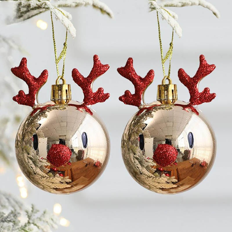 2 stücke Elch Weihnachten Kugeln Ornamente Weihnachten Baum Hängen Flitter Anhänger Weihnachten Dekorationen für Zuhause Neue Jahr Party Navidad 2022 