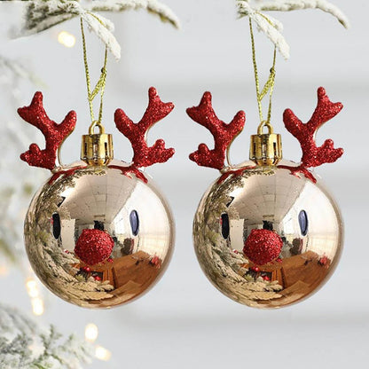 2st Elk Christmas Balls Ornament Xmas Tree Hanging Bauble Pendant Juldekorationer för hem Nyårsfest Navidad 2022