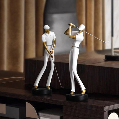 Golf Human Statue Resin Art Creative Sculpture Office Decor Tilbehør Moderne håndverksskap
