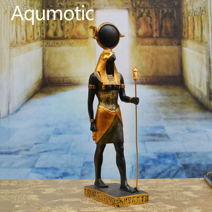 Aqumotic God of War Horus Isis Son Statue Decor Memorial Ancient Egyptian Mythology 1PC Eagle Snake Septer Decorations