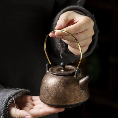 Vintage keramisk håndtag Pot lille japansk stil tekande kung fu tesæt tekande antik gammel lerpotte enkelt gryde
