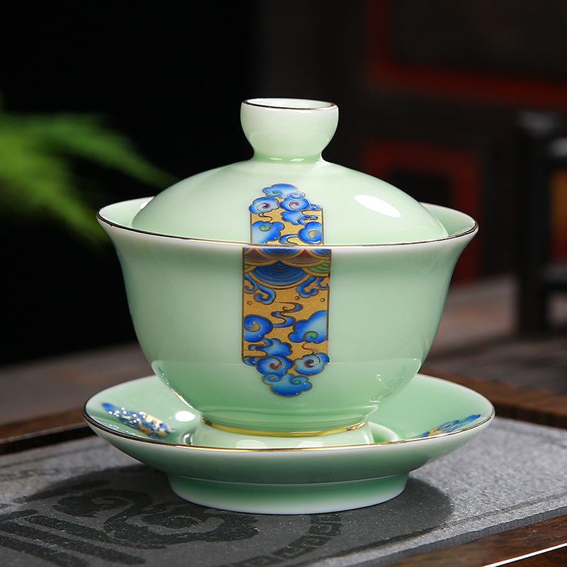 Käsinmaalatut Gaiwan Tea Set Ceramics Kung Fu Teacup Tea Bowl Posliini Teadot Tureen Tray Teawes Drinkware -tarvikkeet