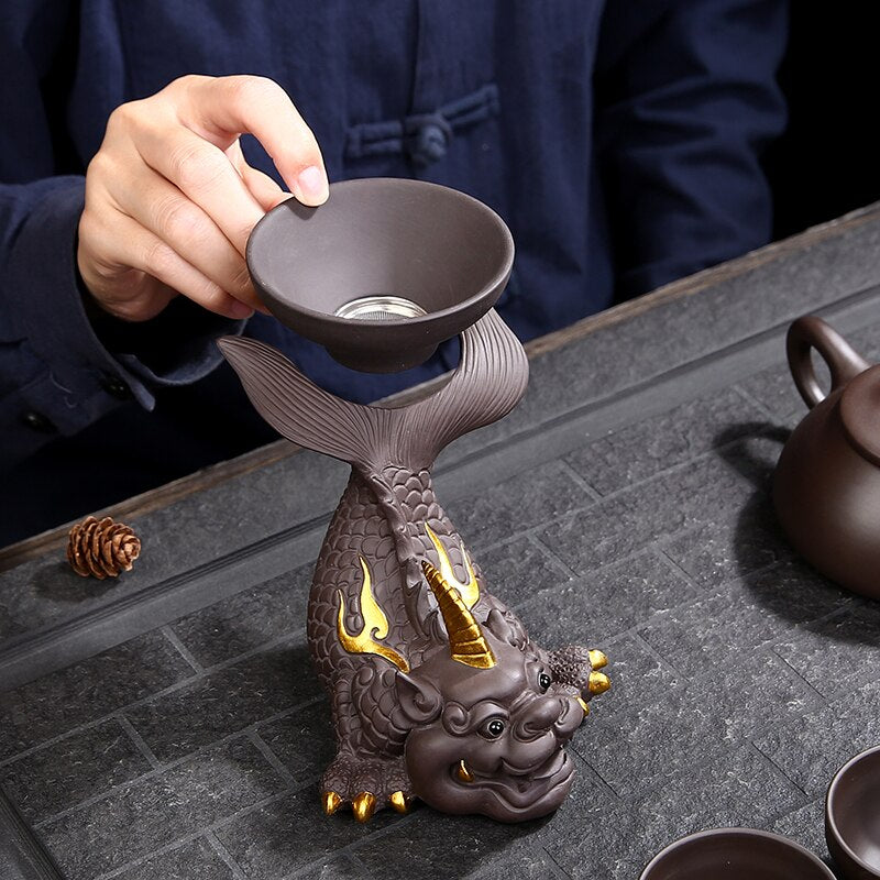 Lila Ton Glücksfisch Maskottchen Tee Haustier Zubehör Kunsthandwerk Heimdekoration Geschäftsgeschenk Heimtextilien Artikel 
