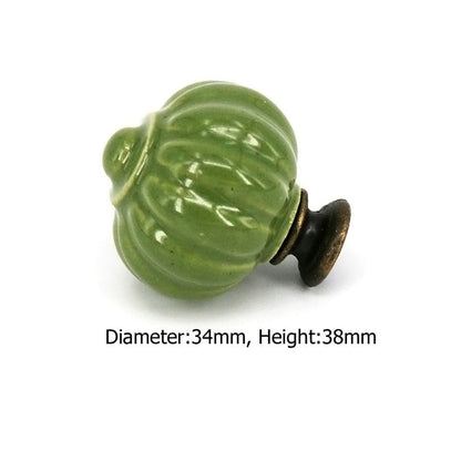 1x, série de cores verde, botões de cerâmica, puxadores de gaveta de gaveta / hardware de mobília do armário do armário fofokitchen