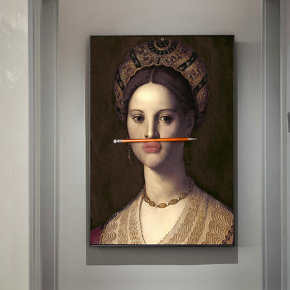 클래식 유럽 기름 여자 캔버스 재미있는 입술 펜 그림 벽 추상 조경 벽 예술 인쇄 포스터 사진 홈 장식