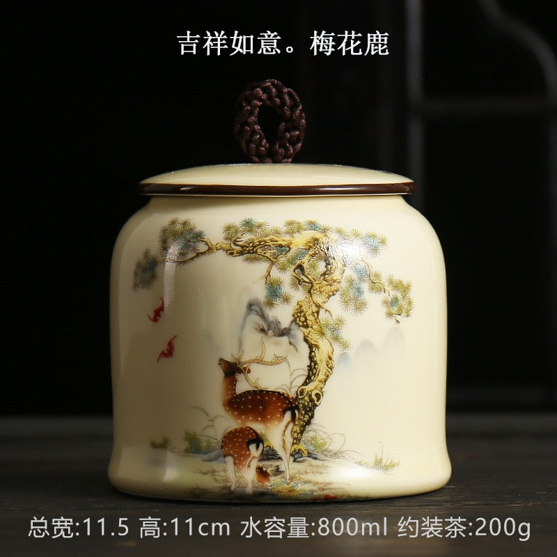 Os caddies de chá vintage podem ter uma caixa de potência recipientes de jarra de cerâmica Celadon Celadon Tea Presente Decoração em casa;