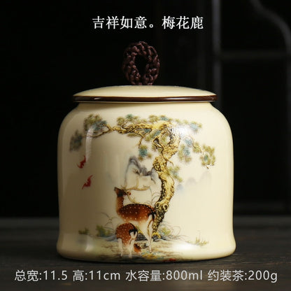 Teh vintage caddies can pot box jar wadah keramik disegel celadon teh hadiah teh dekorasi rumah;