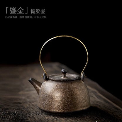 Vintage keramische handvat pot kleine Japanse stijl theepot kung fu theeset theepot antieke oude klei pot enkele pot