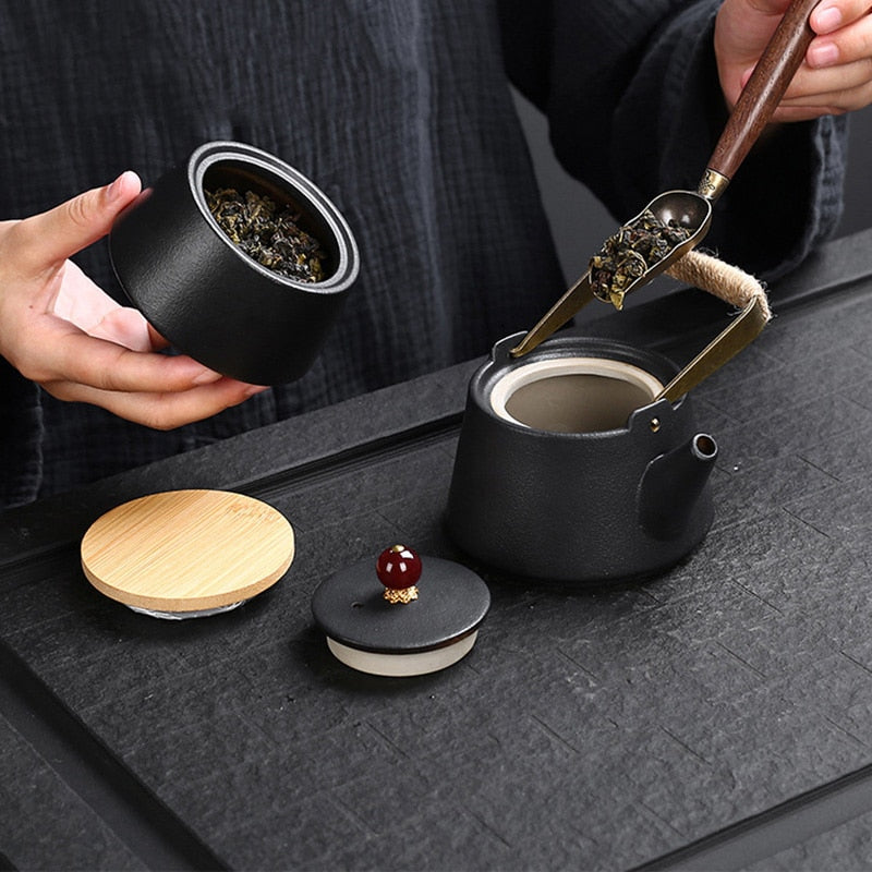 10/11 pcs Portabel Travel Tea Set Keramik Teko Cangkir Jepang Kung Fu Teaset Puer Kettle Gaiwan Tea Ceremony Teacup Teacup
