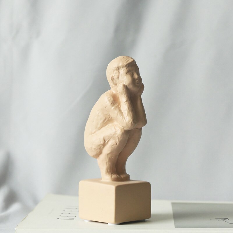 Scultura artistica retrò Nordic moderna figurina argilla casa casa decorazione camera da letto accessori per artigianato ceramico ornamenti