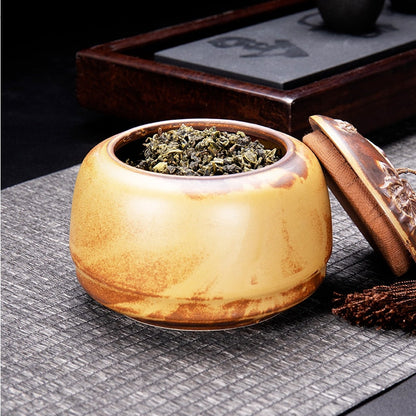 Tea Caddy Ceramic Ceramic Ceramic Harture אטום אטום קופסת תה קנדי ​​צנצנת מיכל תה מיכל תה צנצנות דקורטיביות מארגן תה