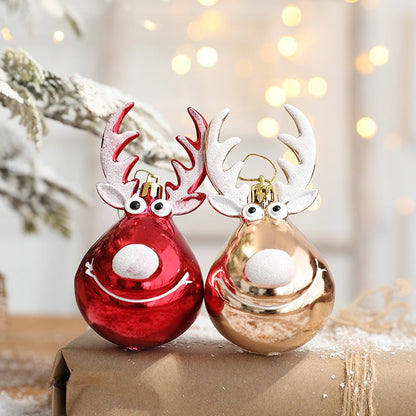 2 pcs Elk Christmas Balls Ornaments Xmas Tree Hanging Bauble Liontin Dekorasi Natal untuk Rumah Tahun Baru Navidad 2022