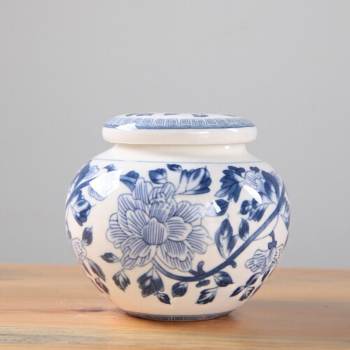 Niebiesko -biała porcelanowa herbata caddy ceramiczna zbiornik do przechowywania wilgoć