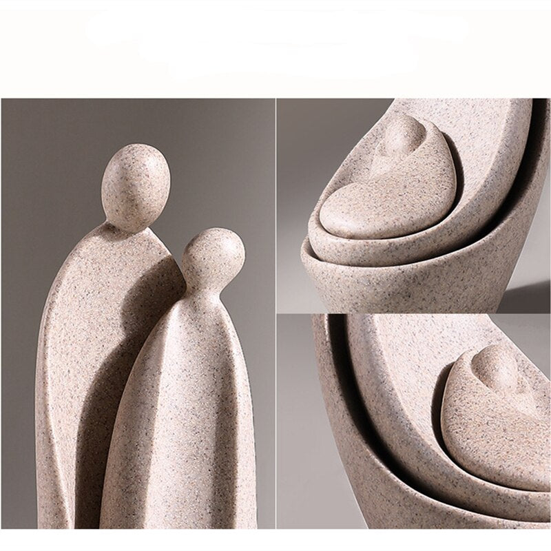Nordisk abstrakte par Mødre Love Family Sculpture Statue Handmake Karakterharpiks Ornamenter Dekoration Keramisk dekorhåndværk