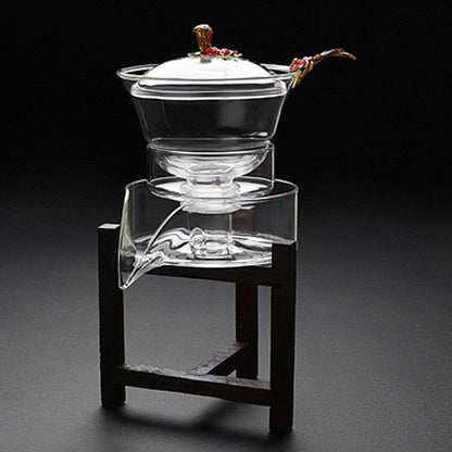Lämmönkestävä lasi-teesarja Magneettinen veden siirtäminen pyörivä kannen puoliautomaattinen teevalmistaja Lazy teekannu Kungfu-teesetti