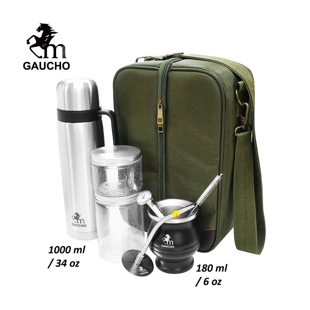 1 Set/Lot Gaucho Yerba Mate Reise-Set ist praktisch zum Laden von rostfreien Thermoskannen und Kürbissen, Bombilla-Strohhalm – Teedose