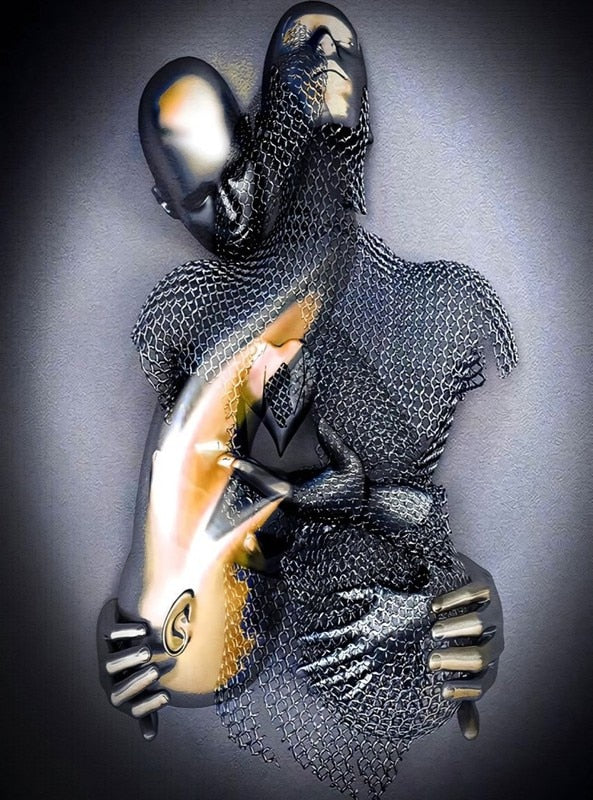 Metal Figur Statue Styles Abstrakt lerret Maleri Par Veggkunstelsker Skulptur Plakat Print Hjemmeinnredning Stue Gaver
