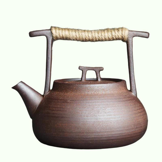 إبريق شاي على الطراز الياباني مصنوع يدويًا من الخزف الحجري الكونغفو لحفل الشاي المحمول صانع الشاي إبريق شاي من السيراميك طقم شاي