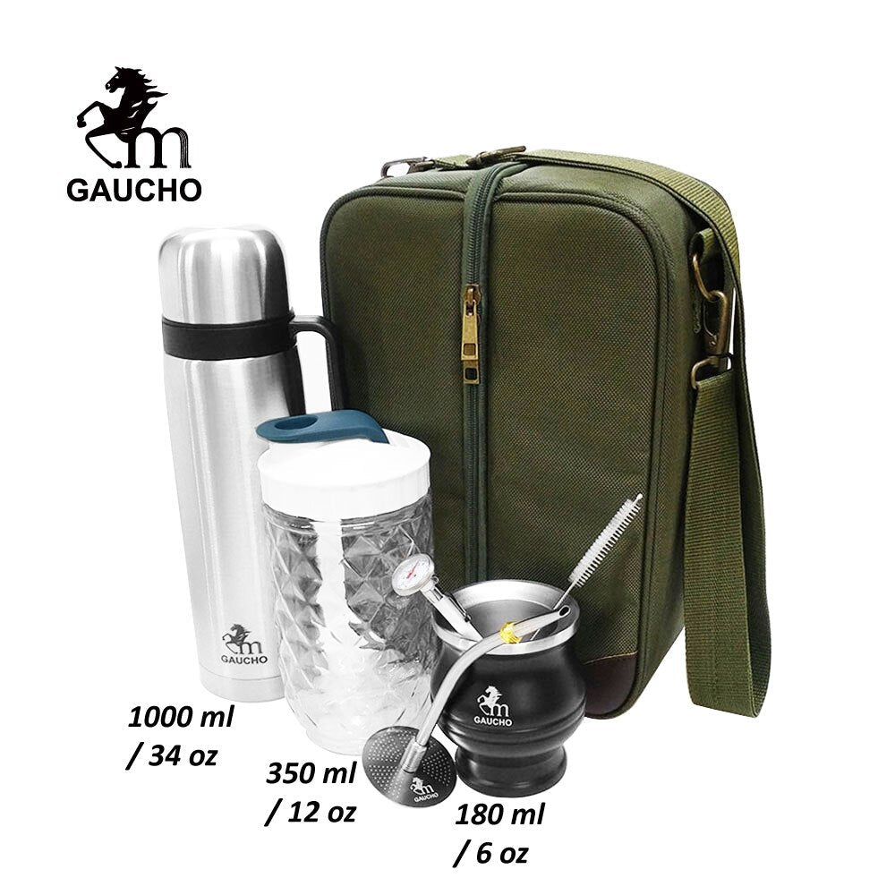 1 مجموعة/وحدة مجموعة أدوات السفر Gaucho Yerba Mate مناسبة لتحميل الترمس المقاوم للصدأ وقش بومبيلا - علبة الشاي