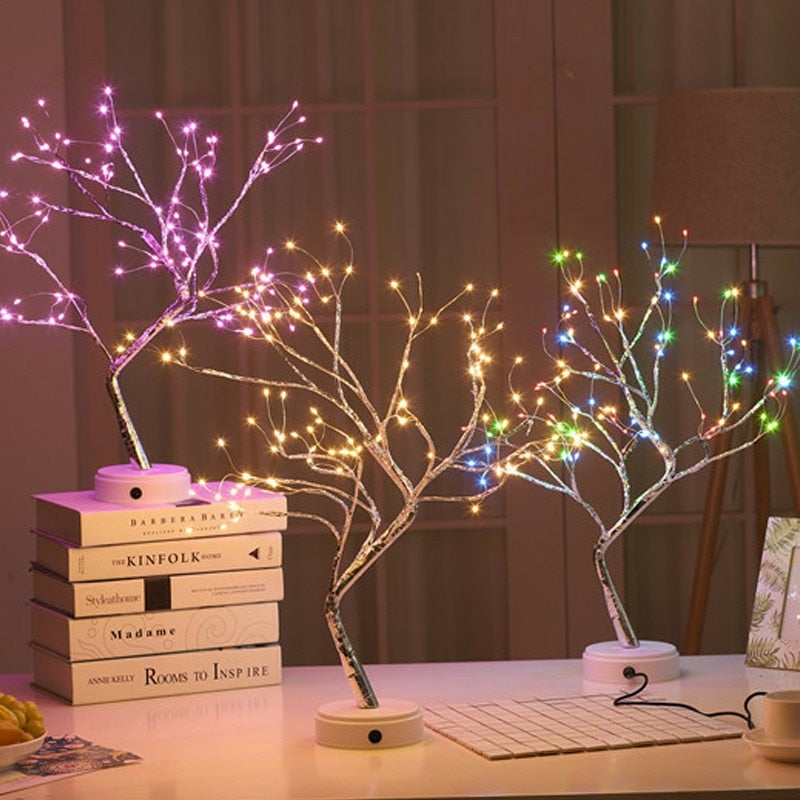 LED natlys mini juletræ kobbertråd Garland lampe til børn hjem soveværelse dekoration dekor fe lys feriebelysning