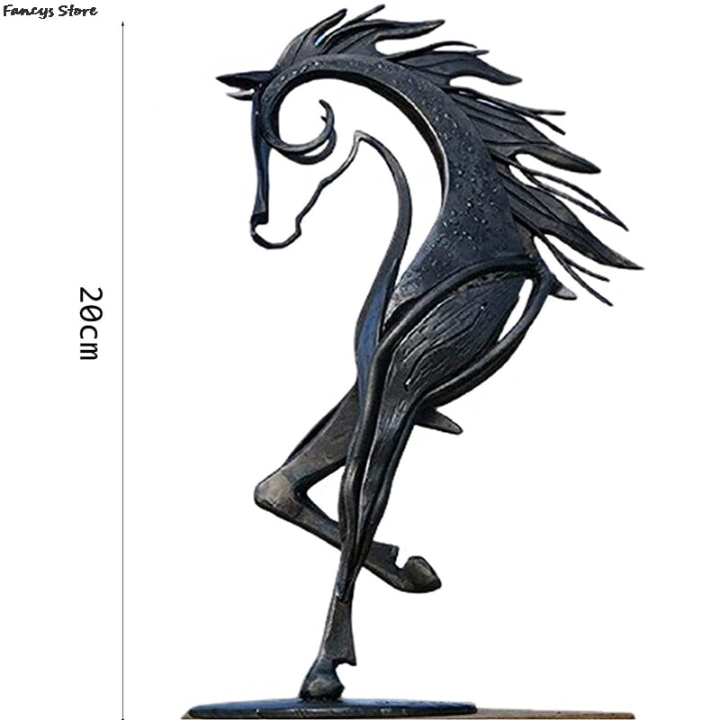 Metallhantverk prydnader hästskulptur modern staty antik liten flicka och den mörka häst prins kreativ nordisk stil dekor