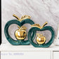 Simulation de pomme creuse en céramique dorée, artisanat d'art, ornements de bureau, pot de bonbons, boîte de rangement, pomme dorée, ameublement de maison 