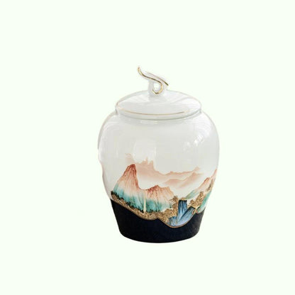 Caddy de chá de cerâmica selado, pintado à mão, doméstico, frutas secas, lanches, tanque de armazenamento, caixas de chá de viagem, recipientes oolong tieguanyin