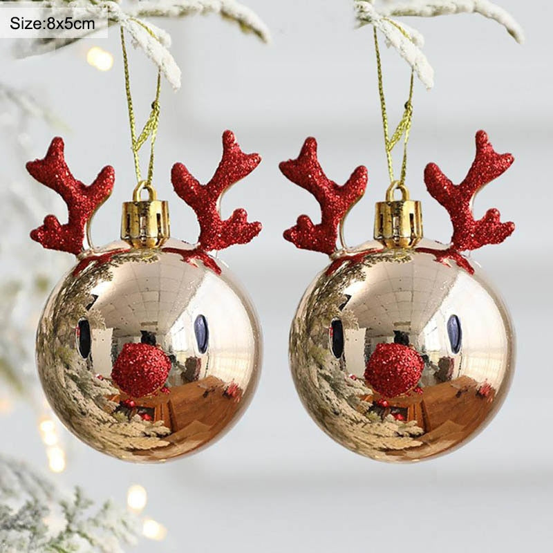 2pcs Elk Christmas Balls Ornaments Xmas Tree Hanging Bauble Loket Hiasan Krismas Untuk Rumah Tahun Baru Pesta Navidad 2022