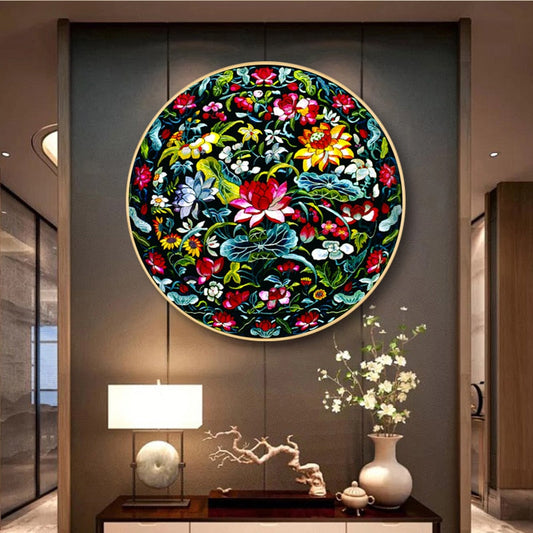 Haft DIY w chińskim stylu lotos/chryzantem/wzory ryb/żuraw