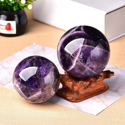 1 pc Natural Dream Amethyst Ball Globe Polished Bola Memijat Reiki Healing Stone Home Dekorasi Hadiah Luar Biasa