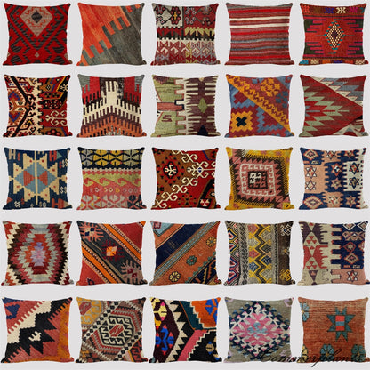Corak bohemian linen kusyen kes multicolors abstrak geometri etnik cetak bantal hiasan kes sofa ruang tamu
