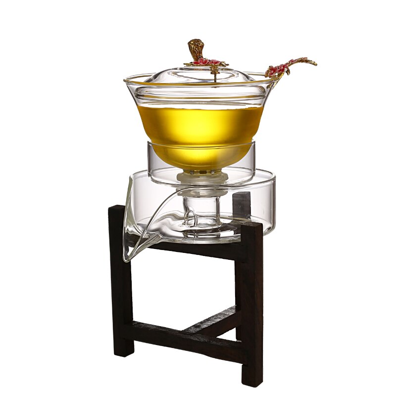 Service à thé en verre résistant à la chaleur, dérivation d'eau magnétique, bol à couvercle rotatif, machine à thé semi-automatique, théière paresseuse, service à thé Kungfu