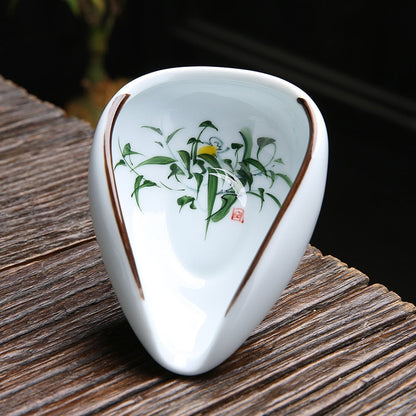 1piece Hand Painted Tea Holder Spoon Ceramic Spare Accessories Business High-Quality Porcelain Gift Tableware