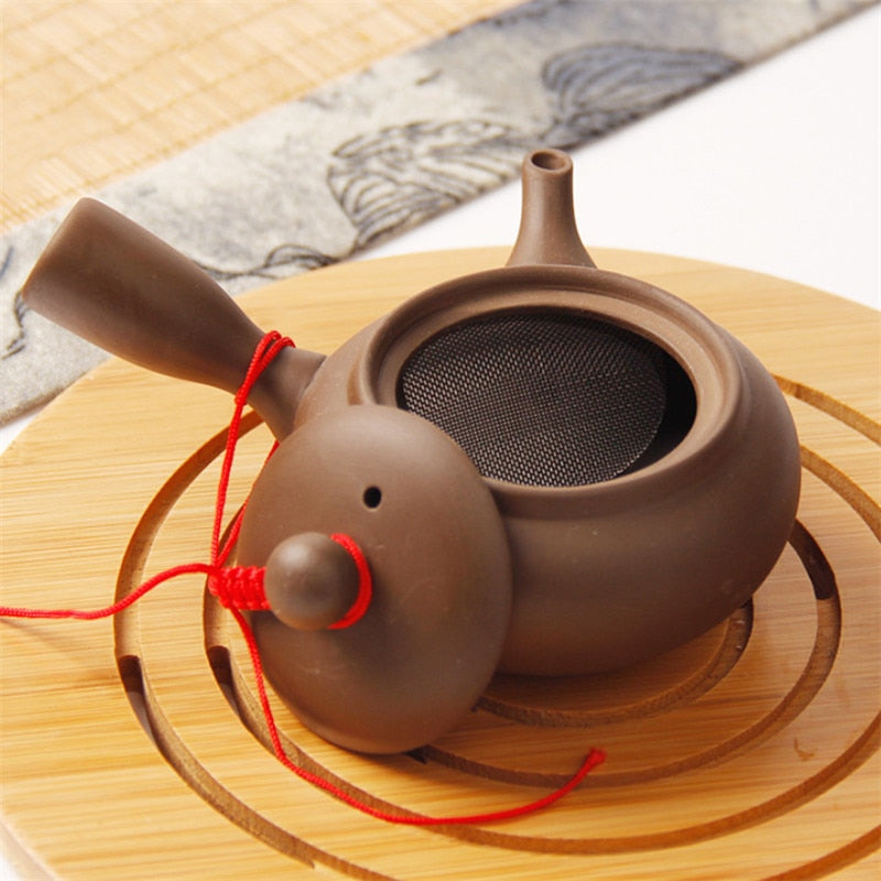 Japanese Style Purple Clay Handmade Tea Pot Chinese Tea Set Creative Office Kung Fu Kettle Ceramic Side Handle Filter Teapot