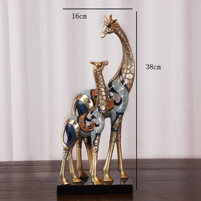 Resin Lucky Deer Elk Patung Patung Rumah Rumah Hiasan Ruang Kraf Arca Hadiah Kreatif Moden Hiasan Desktop