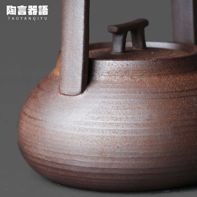 Théière de style japonais en grès rétro fait à la main, Kungfu cérémonie du thé, théière portable en céramique, service à thé