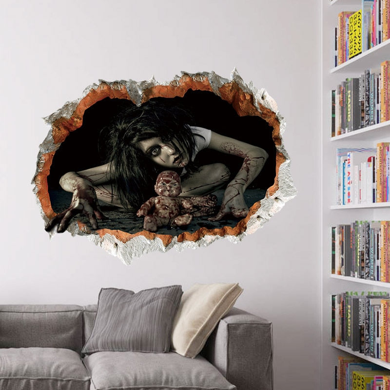 Halloween decoration accessories Horror 3D ghost wall stickers Decal for Halloween haunted house Removable home decor