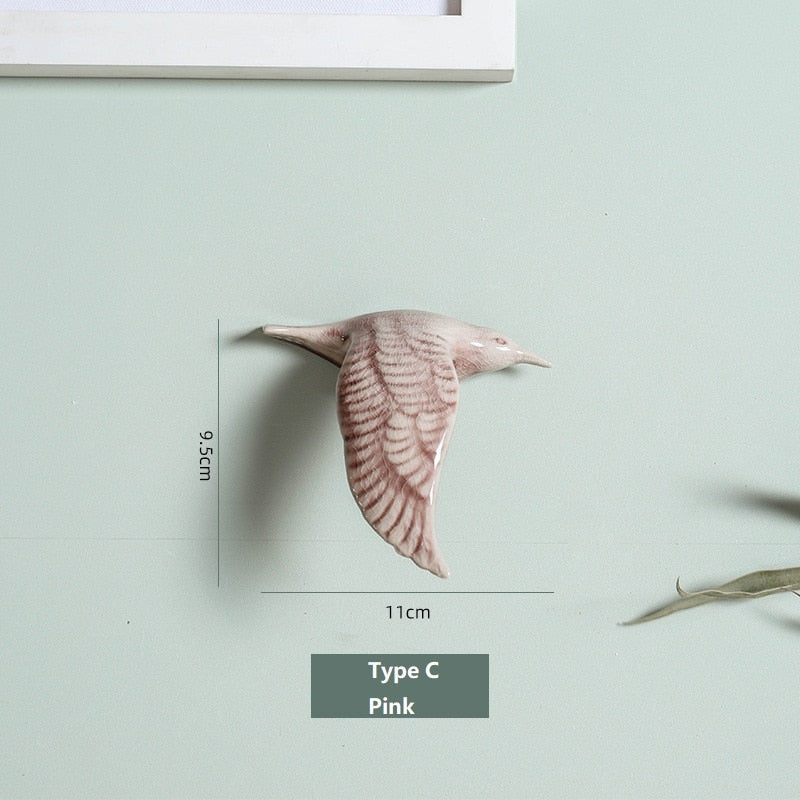 Cerámica 3D Birds forma de pared decoraciones colgantes de pared accesorios simples accesorios decoracao para casa artesanía de pared adornados