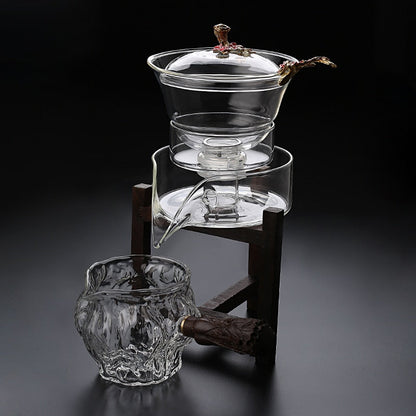 Varmebestandig glassæt Magnetisk vandafledning Rotationsdæksel Semi-automatisk teproducent Lazy Teapot Kungfu Tea Set