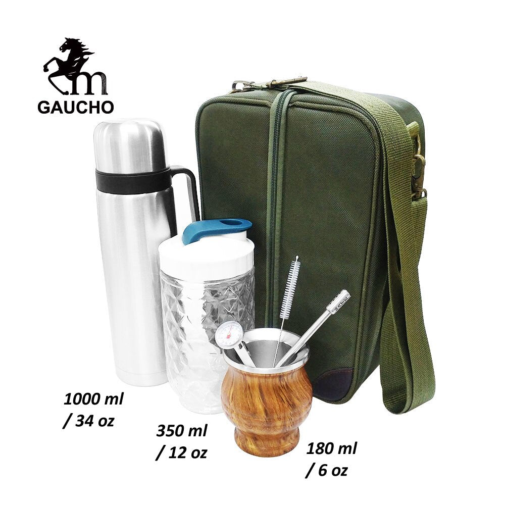 1 pc/lot gaucho yerba mate rejsesæt rustfrit kalebasser Calabash Cups & Thermos & Bombilla Filter Straw Tea dåser